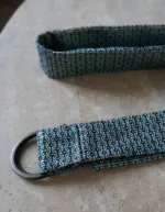 ceinture femme tissu turquoise doré, avec boucle en métal, marque La 8eme Fois