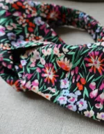 Bandeau cheveux made in France en coton imprimé fleuri, marque La 8eme Fois