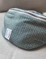 Sac banane réversible turquoise lurex doré et écru