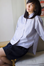 Chemise femme ajustable Charline bleu méditerranée fermée