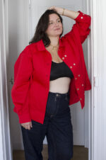 Chemise femme ajustable Charline ouverte rouge coquelicot