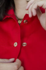 Chemise femme ajustable Charline rouge coquelicot détail col