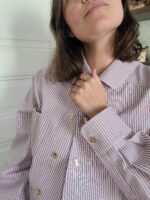 Chemise femme ajustable Charline rayée rose col poignet