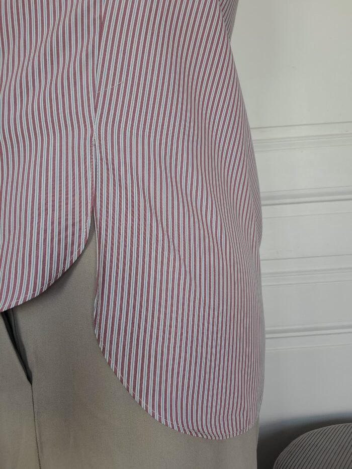 Chemise femme ajustable Charline rayée rose fente côté