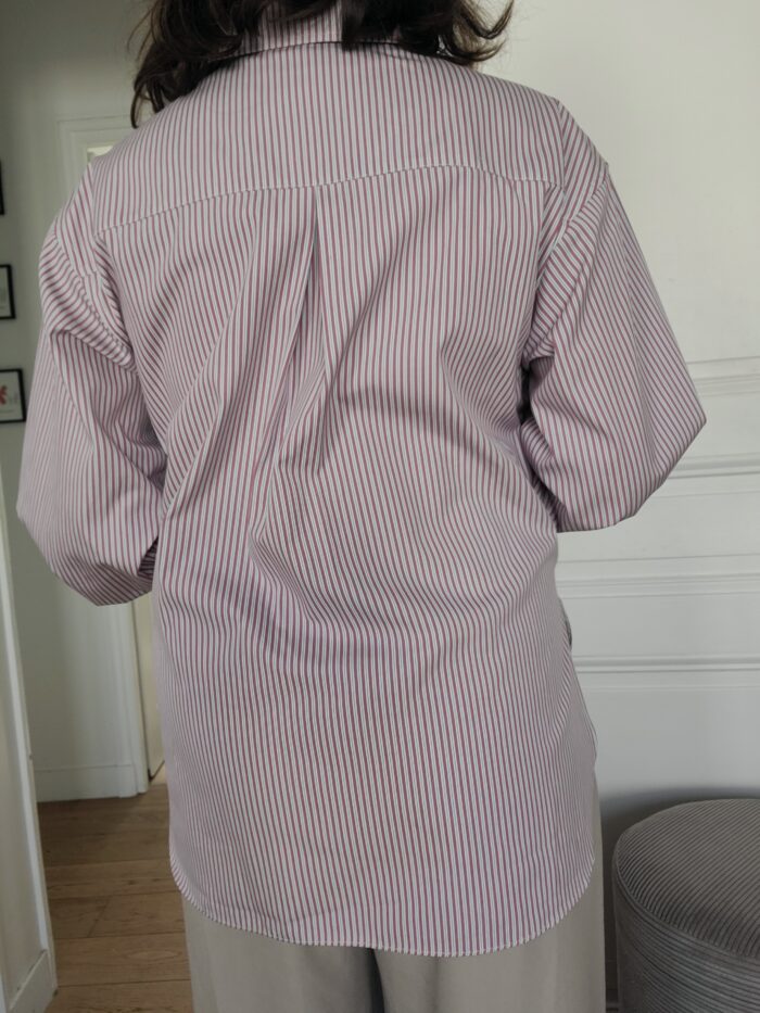 Chemise femme ajustable Charline rayée rose dos