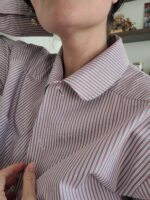 Chemise femme ajustable Charline rayée rose détail col